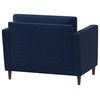 Contemporary Armchair, Tufted Cushioned Seat With Low Back and Track Arms