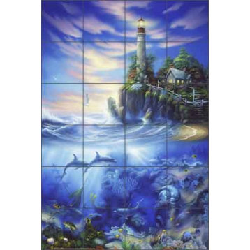 Miller Undersea Lighthouse Ceramic Tile Mural