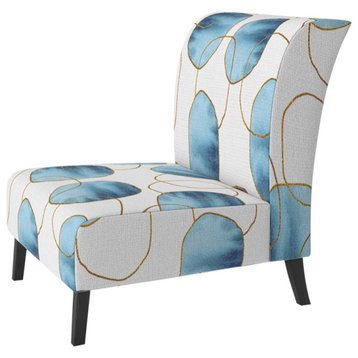 Blue Spots Geometric Chair, Slipper Chair