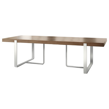 Modrest Pauline Modern Walnut and Stainless Steel Dining Table