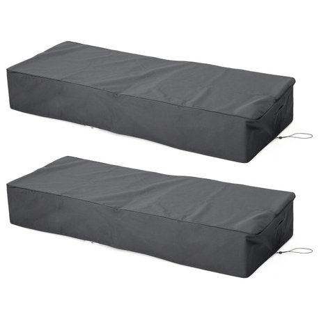 GDF Studio Ann Outdoor Waterproof Chaise Lounge Cover, Gray, Set of 2