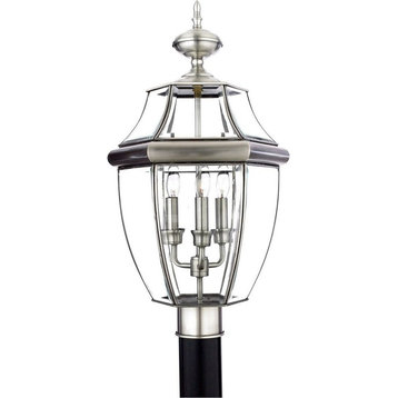 Quoizel Lighting - Newbury - 3 Light Large Post Lantern-Pewter Finish - Newbury