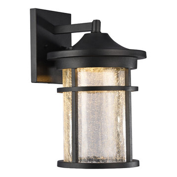 Frontier Transitional LED Textured Outdoor Wall Sconce, Black, 15" Height