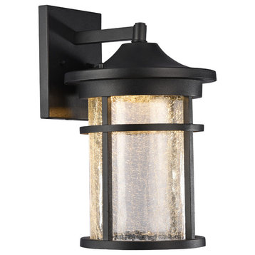 Frontier Transitional LED Textured Outdoor Wall Sconce, Black, 15" Height