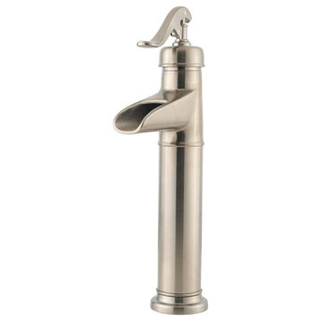 Classic Bathroom Faucet, Tall Waterfall Design With Single Lever, Brushed Nickel