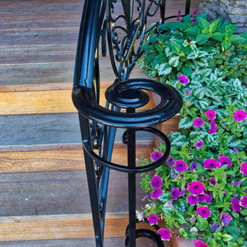 Forged ornamental wrought iron railing for residence