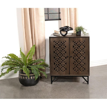 Coaster Zaria 2-door Farmhouse Wood Accent Cabinet in Brown and Black