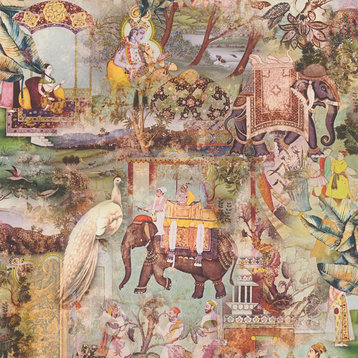 Fenmore Olive Indian Safari Wallpaper Sample