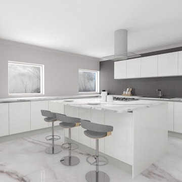 Handleless Kitchen in Alpine White | Inspired Elements London