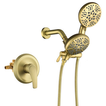 Single-Handle 5 Spray Settings High Pressure Shower Faucet, Brushed Gold