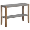 Newport 40"L Faux Concrete and Wood Sofa/TV Console Table, Shelf