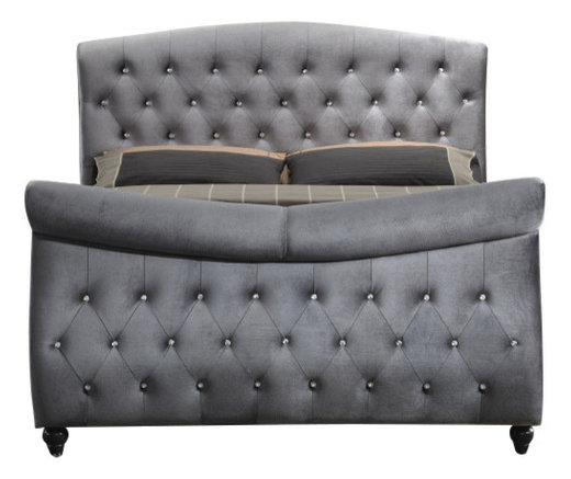 Vanderbilt Velvet Sleigh Bed Contemporary Beds By Florin Velvet Sleigh Bed Gray Queen