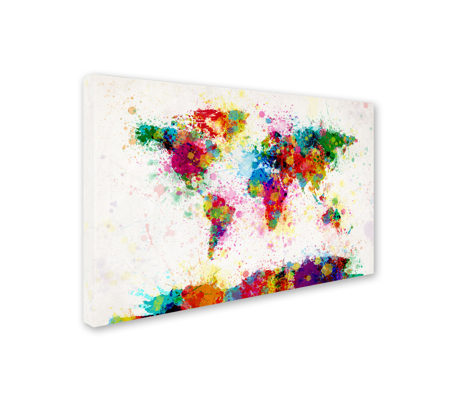 'Paint Splashes World Map' Canvas Art by Michael Tompsett, 22" x 32 ...