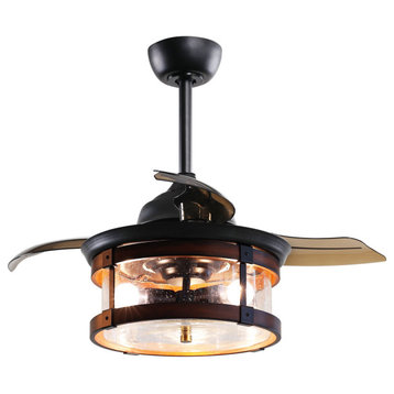 36-in 3  Retractable Blades Ceiling Fan with  Remote Control ,Oil Rubbed Bronze