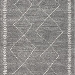 JONATHAN Y - Zaina Moroccan Beni Souk Area Rug, Gray/Cream, 5 X 8 - Inspired by vintage Beni Ourain Moroccan rugs, our modern version is power-loomed with a short pile. Diamonds and geometric forms are woven in ivory on a field of gray; the mingled threads recall traditional handwoven rugs. Add some Bohemian style to your home with this easy-care rug.
