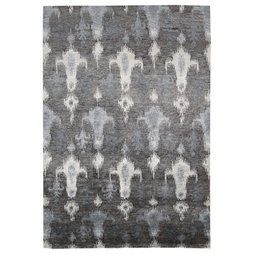 Nourison Silk Shadows Gray Area Rug, Rectangular 5'6"x7'5"