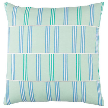 Lina by Surya Poly Fill Pillow, Mint/White/Sky Blue, 18' x 18'