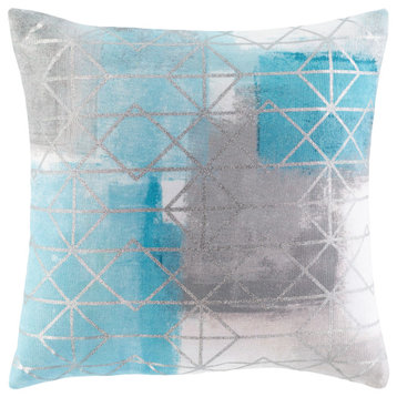 Balliano BLN-006 Pillow Cover, Blue, 18"x18", Pillow Cover Only