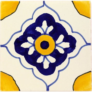 Tierra y Fuego Handmade Ceramic Tile, 4.25x4.25" Guadalajara 3, Box of 90
