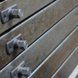 Faraz Reclaimed Scaffolding and Distressed Steel Plan Chest on Locking Castors - Storage Cabinets