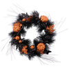 DII 16" Modern Twig and Foam Halloween with Pumpkins Wreath in Black