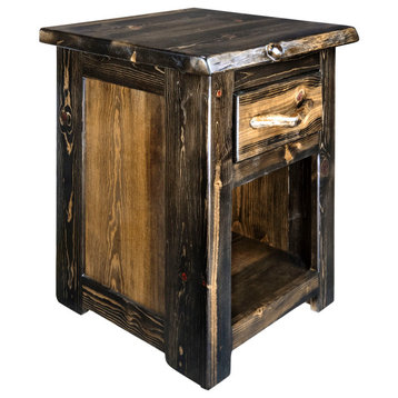 Big Sky Collection Live Edge, One Drawer Nightstand, Jacobean Stain, 25"H