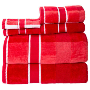 6 Piece Complete Bathroom Towel Set- Red Lavish Home