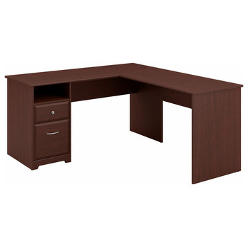 Cabot L Shaped Computer Desk With Drawers, Harvest Cherry