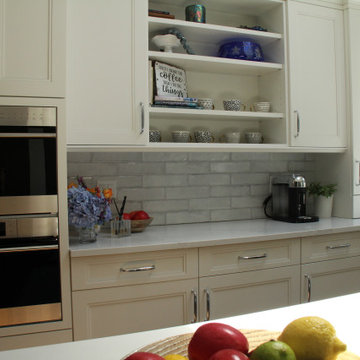 Blue and White Kitchen With Natural Light