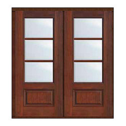 Prehung French Single Door 96 Wood Mahogany Full Lite 12 Lite - Front Doors