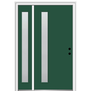 53"x81.75" 1-Lite Frosted Left-Hand Inswing Fiberglass Door With Sidelite