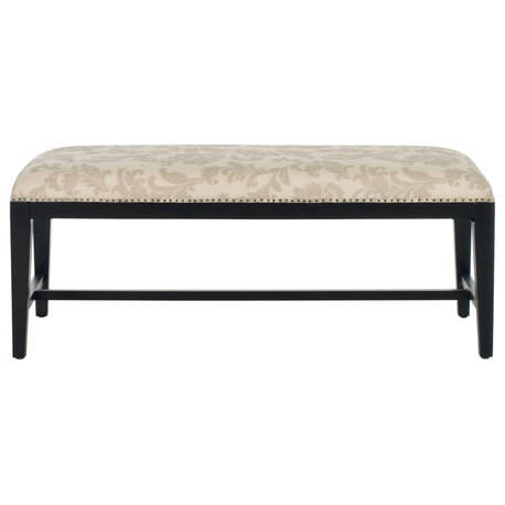 Safavieh Zambia Bench, Taupe, Beige Print, Java, With Nail Head