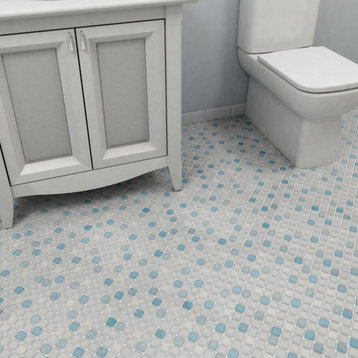 Crystalline Square Blue Porcelain Floor and Wall Tile