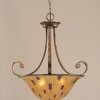 Curl Pendant With 3 Bulbs, 16" Penshell Shade Glass
