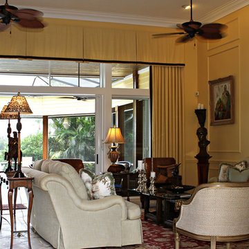 Soft Silk Valance and Drapes Blending with the walls Accenting outdoor View