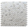 Calacatta Gold Marble 1-1/4x3 Elongated Hexagon Mosaic Tile Honed, 1 sheet