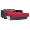 Modern Sleeper Sofa, Stitched Polyester Seat With Click Clack Technology, Red