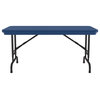 Correll 22-32" Adjustable Height H.D. Plastic Blow-Molded Folding Table in Blue