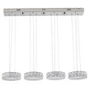32" 7-Light Chrome Metal Led Island Lighting With Clear Cyrstals
