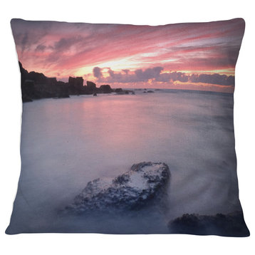 Rocks Dark Samarra Seashore Sintra Seashore Throw Pillow, 18"x18"
