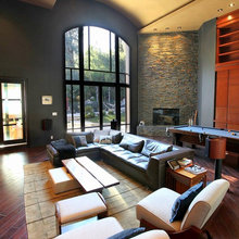 stone veneer fireplace