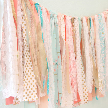 Scarlett's Coral, Aqua, and Gold Vintage Lace Nursery