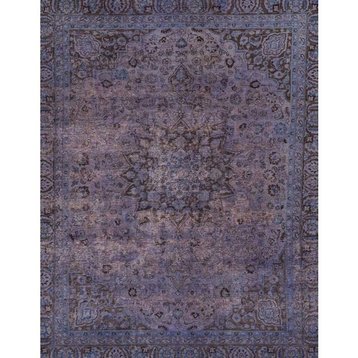 Transitional Machine Washable Area Rug, Plum Purple Abstract Pattern, 8' X 12'