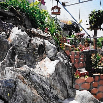 Aviary with artificial rocks