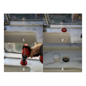 Professional Diamond Drill will never crack or chip your granite We Guarantee al