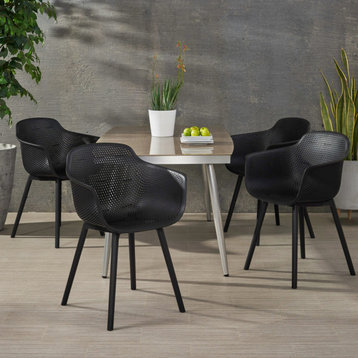 Lotus Outdoor Dining Chair, Set of 4, Black