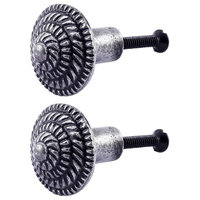 Round Cabinet Knob "Fibonacci Design" Iron Pewter Finish Pack of 2