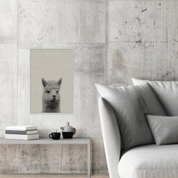 "Llama Surprise" Floater Framed Painting Print on Canvas