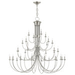 Livex Lighting - Livex Lighting Estate 38 Light Brushed Nickel Grand Foyer Chandelier - This elegant yet classical Estate collection is impeccably designed and crafted. This brushed nickel finish grand thirty-eight light chandelier is perfectly suitable for your foyer with traditional or transitional interiors.