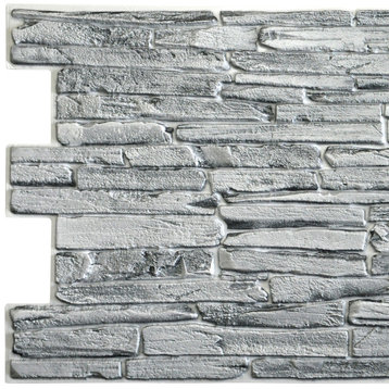 Grey Slate 3D Wall Panels, Set of 5, Covers 28.1 Sq Ft
